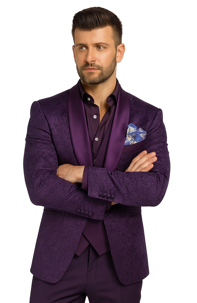 Mens Paisley Blazer - Floral Sport Coat - Purple Sport Jacket mensusain