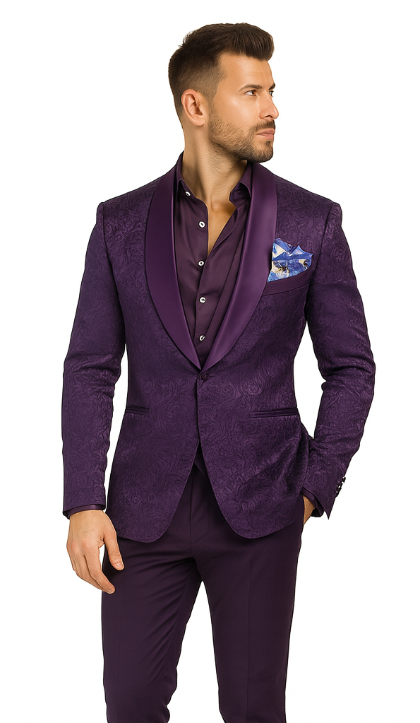 Mens Paisley Blazer - Floral Sport Coat - Purple Sport Jacket mensusain