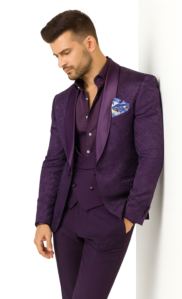 Mens Paisley Blazer - Floral Sport Coat - Purple Sport Jacket mensusain