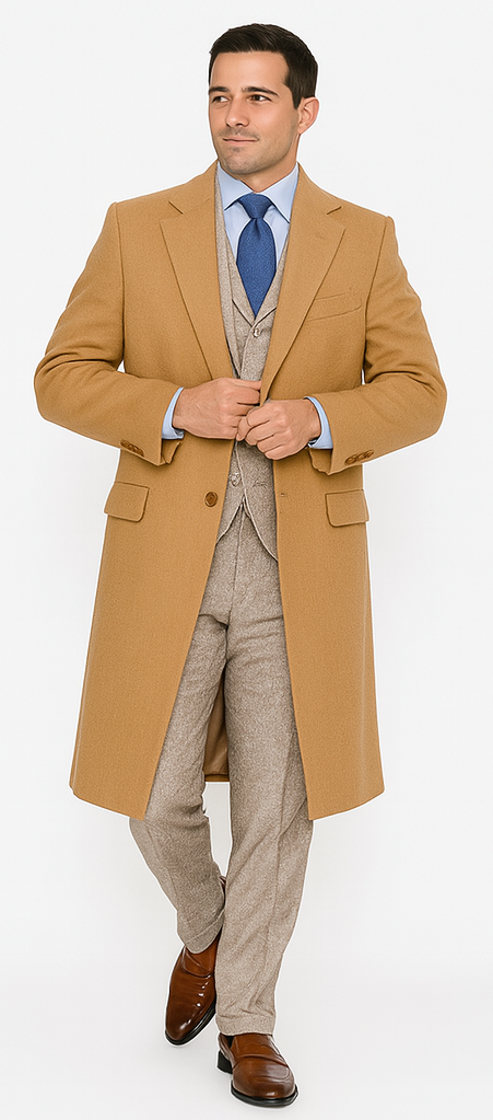 Mens Peaky Blinders Costume Thomas Shelby Tweed Light Tan Suit & Camel Overcoat USA Men's Outlet