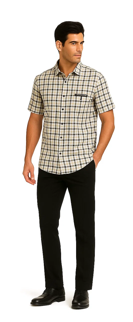 Mens Plaid Walking Suit in black by Dreams by Zacchi – 2 Piece Leisure Outfit with Matching Shirt and pant -$99