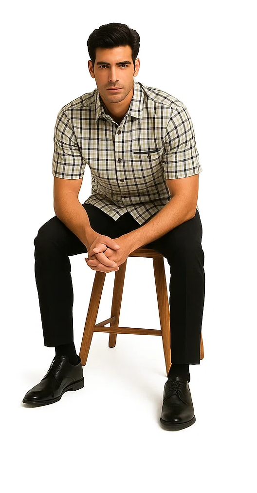 Mens Plaid Walking Suit in grey by Dreams by Zacchi - 2 Piece Leisure Outfit with Matching Shirt and pant - $99