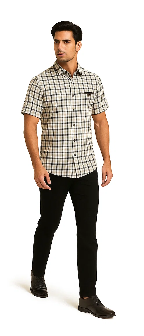 Mens Plaid Walking Suit in grey by Dreams by Zacchi - 2 Piece Leisure Outfit with Matching Shirt and pant - $99