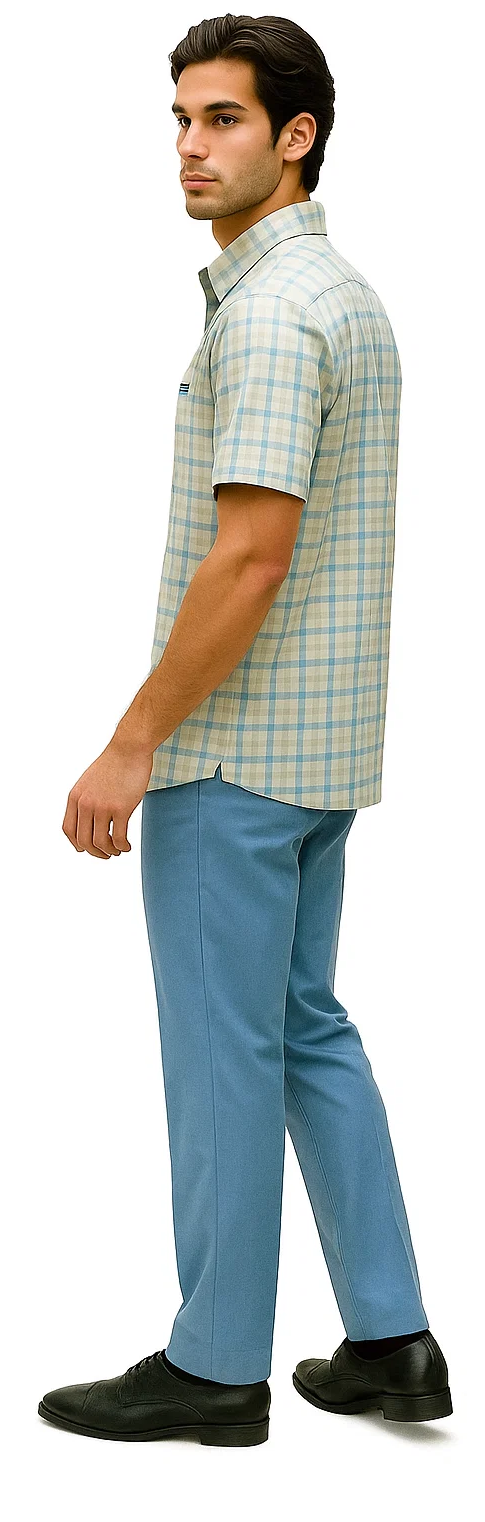 Mens Plaid Walking Suit in Tan by Dreams by Zacchi - 2 Piece Leisure Outfit with Matching Shirt and pant -$99