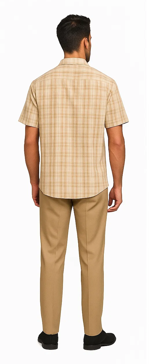 Mens Plaid Walking Suit in sage by Dreams by Zacchi - 2 Piece Leisure Outfit with Matching Shirt and pant - $99