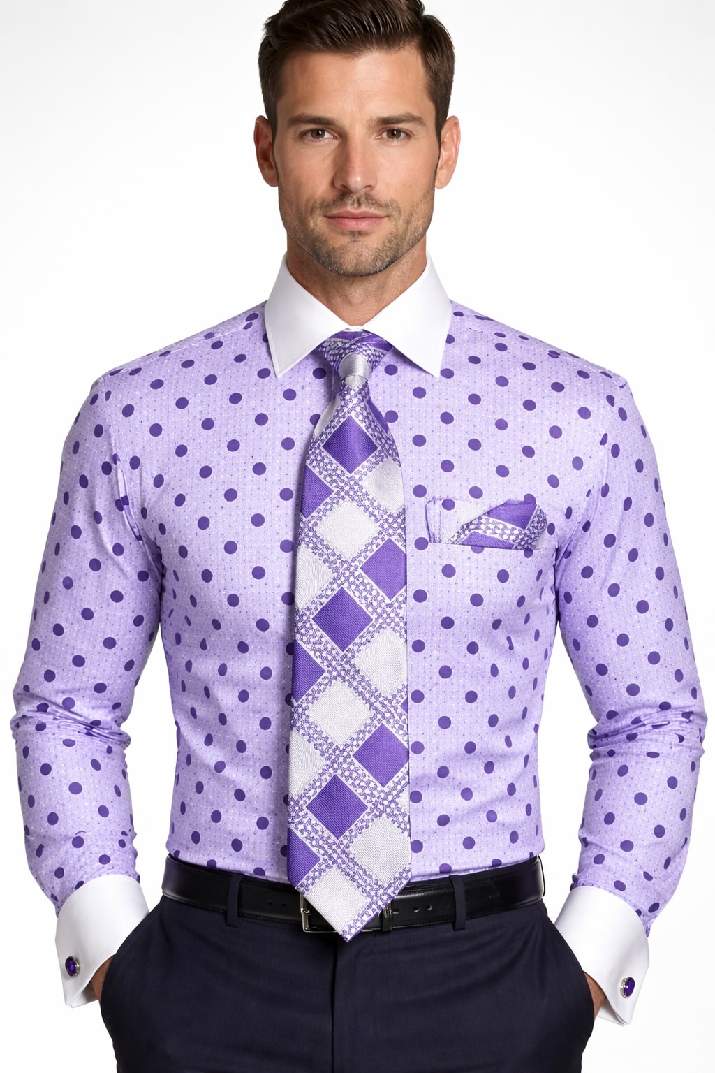 Polka Dot Dress Shirt - Purple