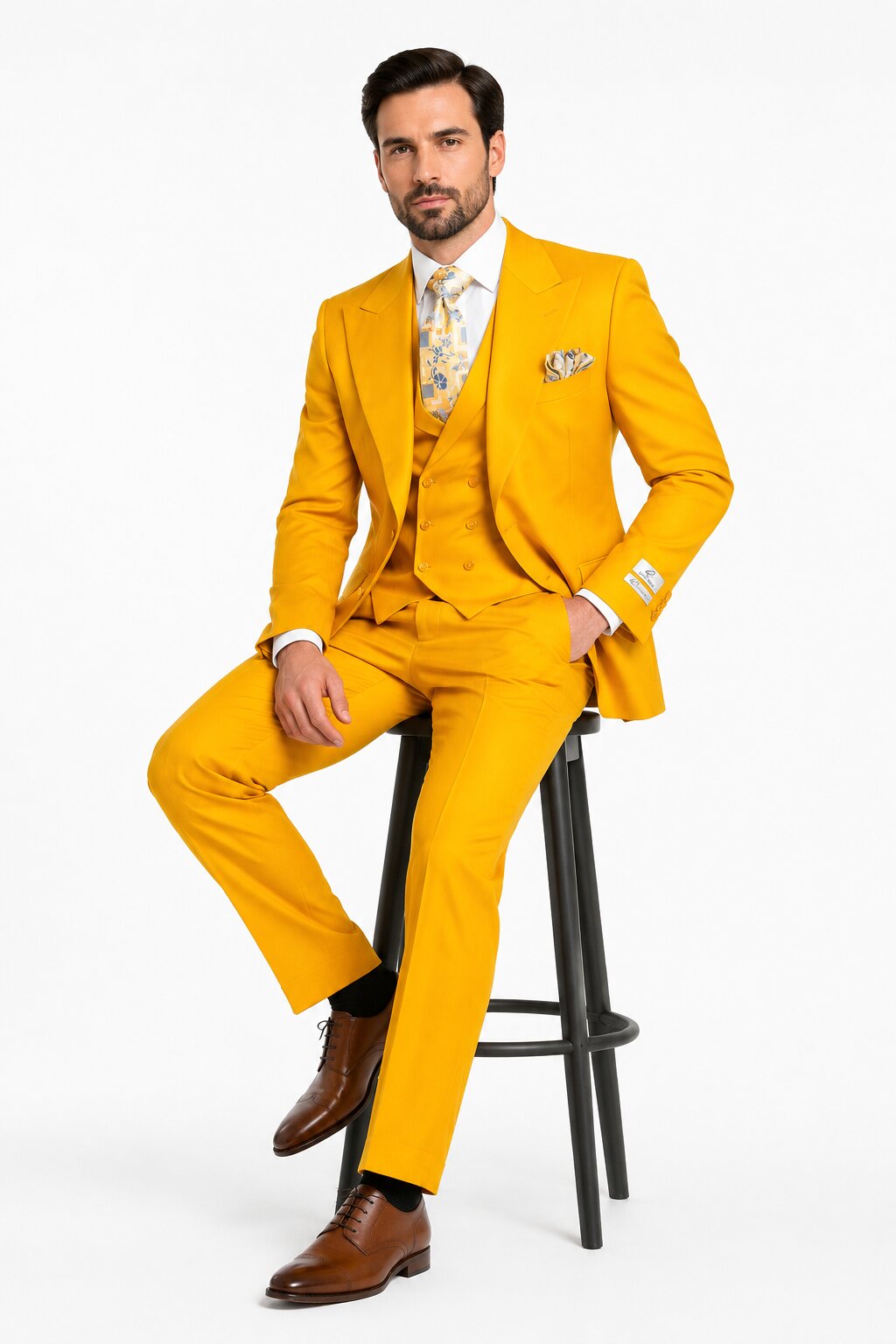 Rossi Man ELI RM103 Bold Yellow 3-Piece Suit - Men’s Formalwear by USA Men's Outlet