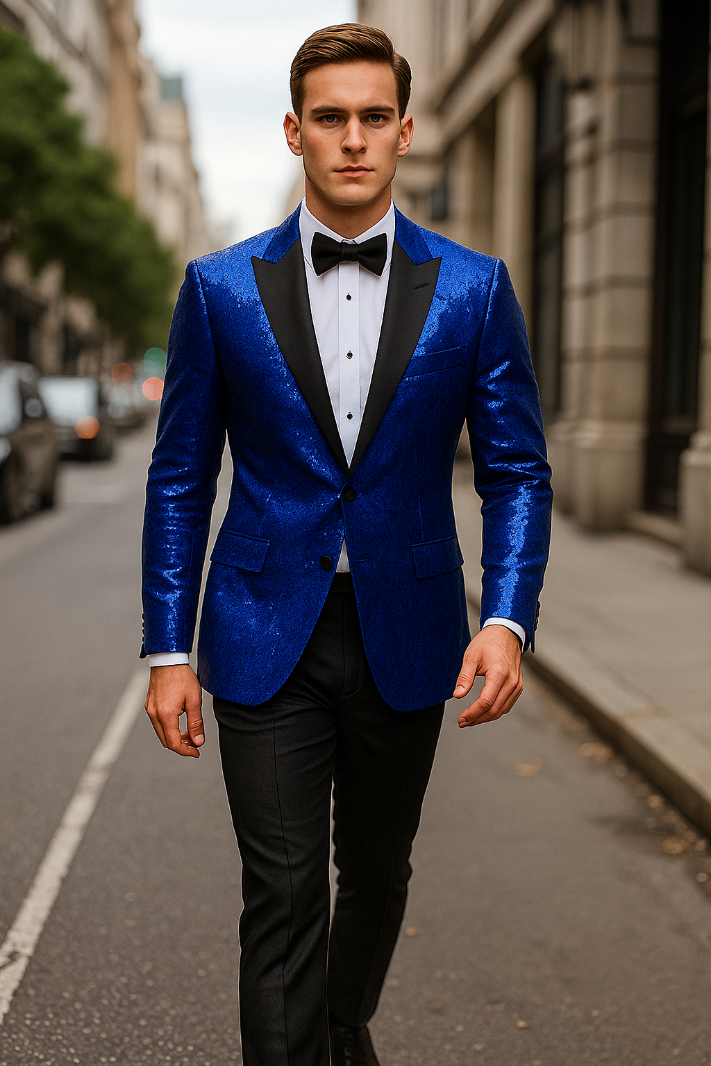 Sequin Suit - Shiny Suit - Royal Blue Suit - Metallic Fabric suit- Stage Tuxedo - Groom Suit Jacket + Pants