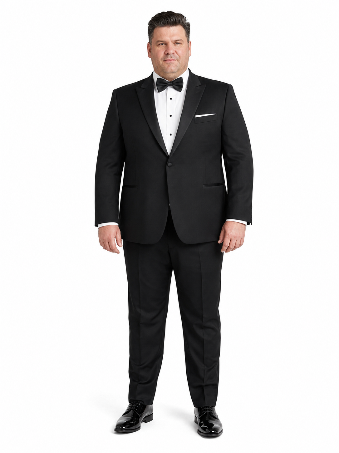 Mens Designer Kenneth Cole Slim Fit One Button Peak Tuxedo in Black - Mens Slim Fitted Tuxedo by Designer Tuxedos