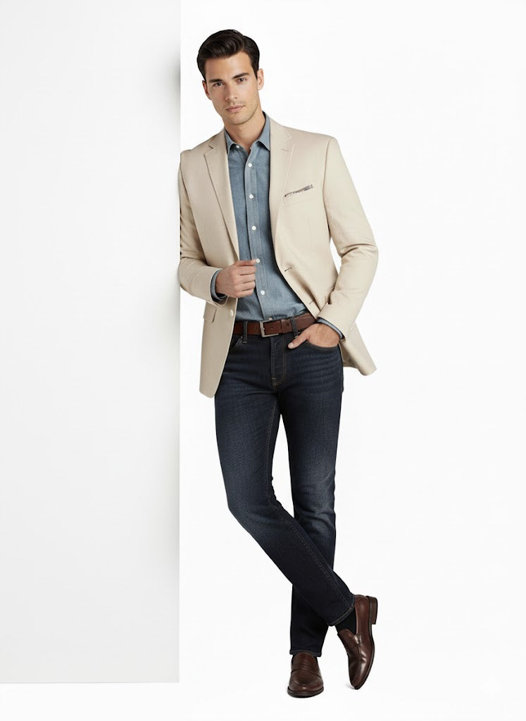 Men's Summer Blazer 2 Button Linen Classic Fit Sport Coat Tan mensusain