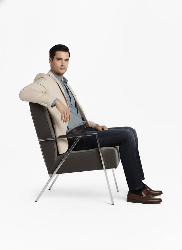 Men's Summer Blazer 2 Button Linen Classic Fit Sport Coat Tan mensusain