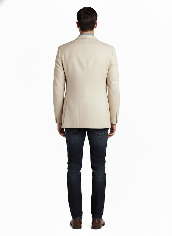 Men's Summer Blazer 2 Button Linen Classic Fit Sport Coat Tan mensusain
