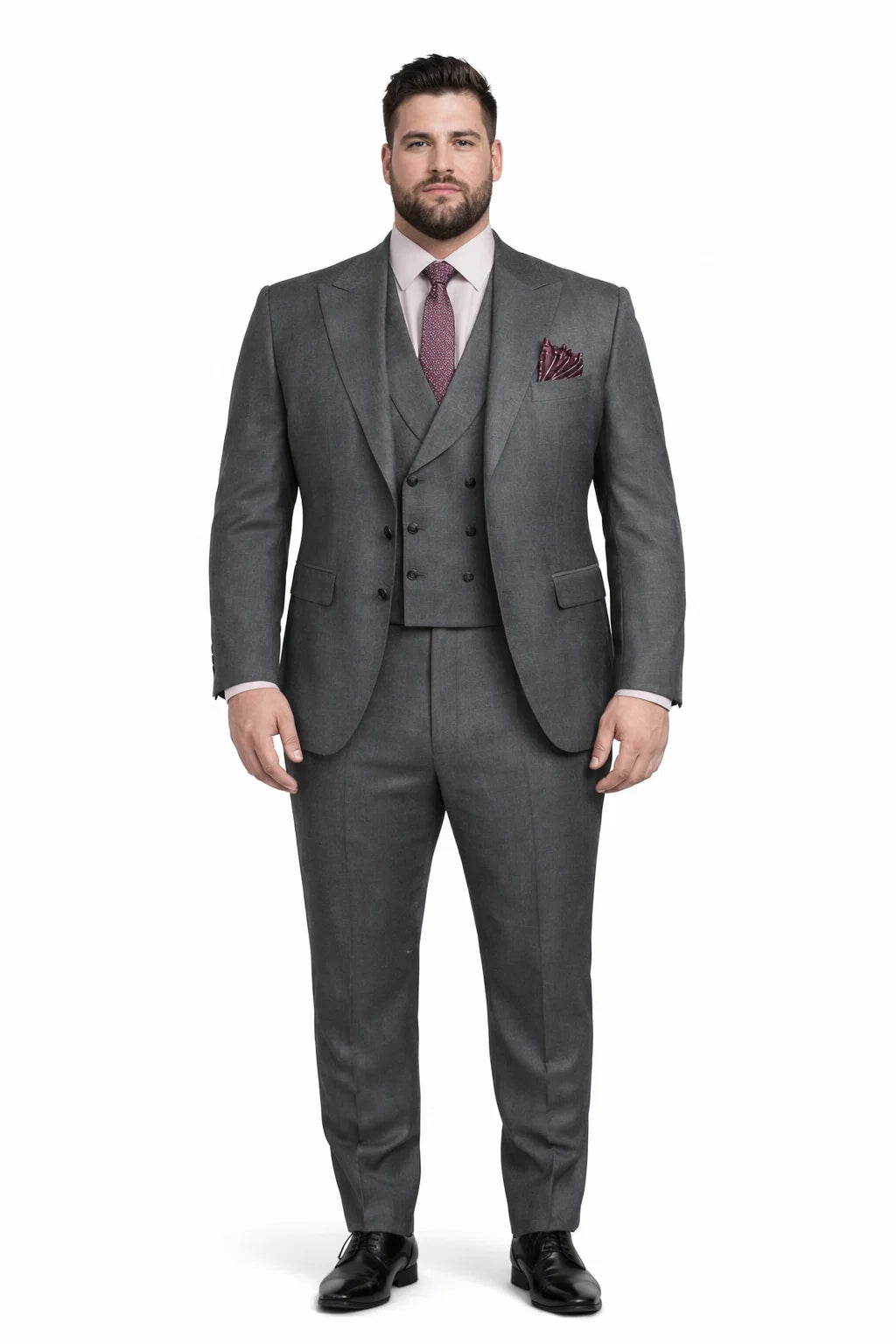 Men's Summer Suit with Double Breasted Charcoal Grey Vest