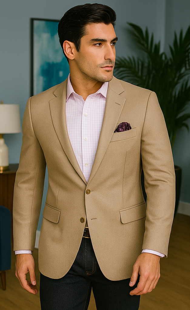 Mens Tan Sport Coat - Beige Color Blazer - Summer Jacket by USA Men's Outlet