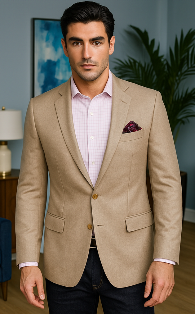 Mens Tan Sport Coat - Beige Color Blazer - Summer Jacket by USA Men's Outlet