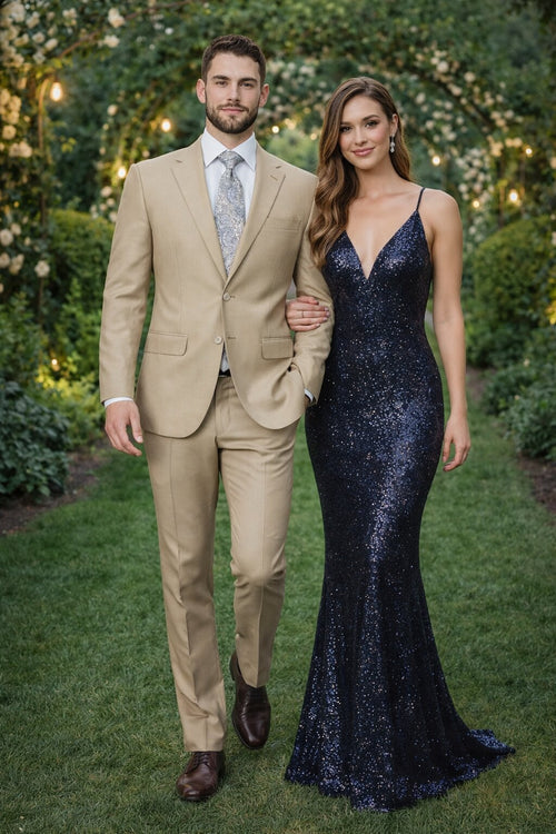 Mens Tiglio Tan Slim Fit Wool Suit – Modern Two-Piece Tailored Suit