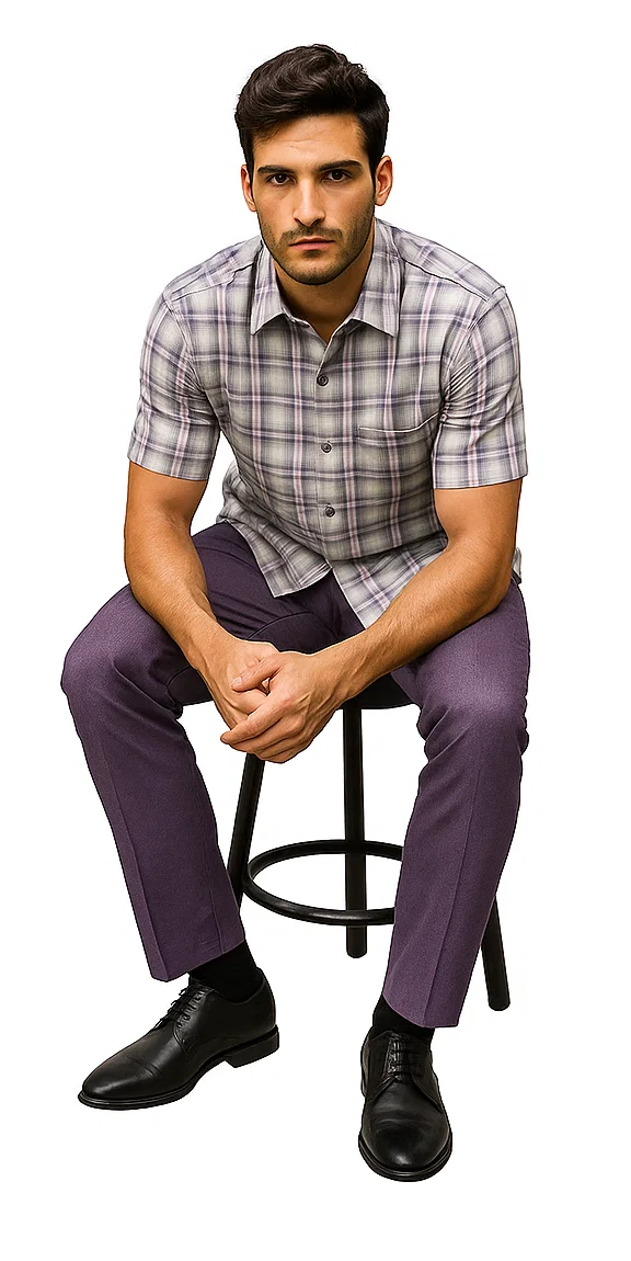 Mens Plaid Walking Suit in black by Dreams by Zacchi - 2 Piece Leisure Outfit with Matching Shirt and pant - $99