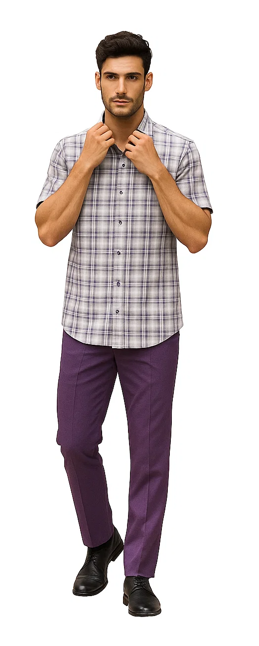 Mens Plaid Walking Suit in black by Dreams by Zacchi - 2 Piece Leisure Outfit with Matching Shirt and pant - $99