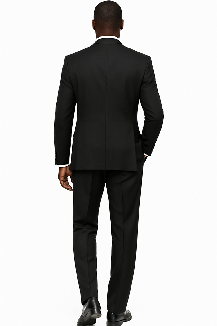 Mens Tiglio Rosso Suit - Wide Leg Baggy Pants - 100% Wool Black Three-Piece Suit with Double-Breasted Vest and Peak Lapel by USA Men's Outlet