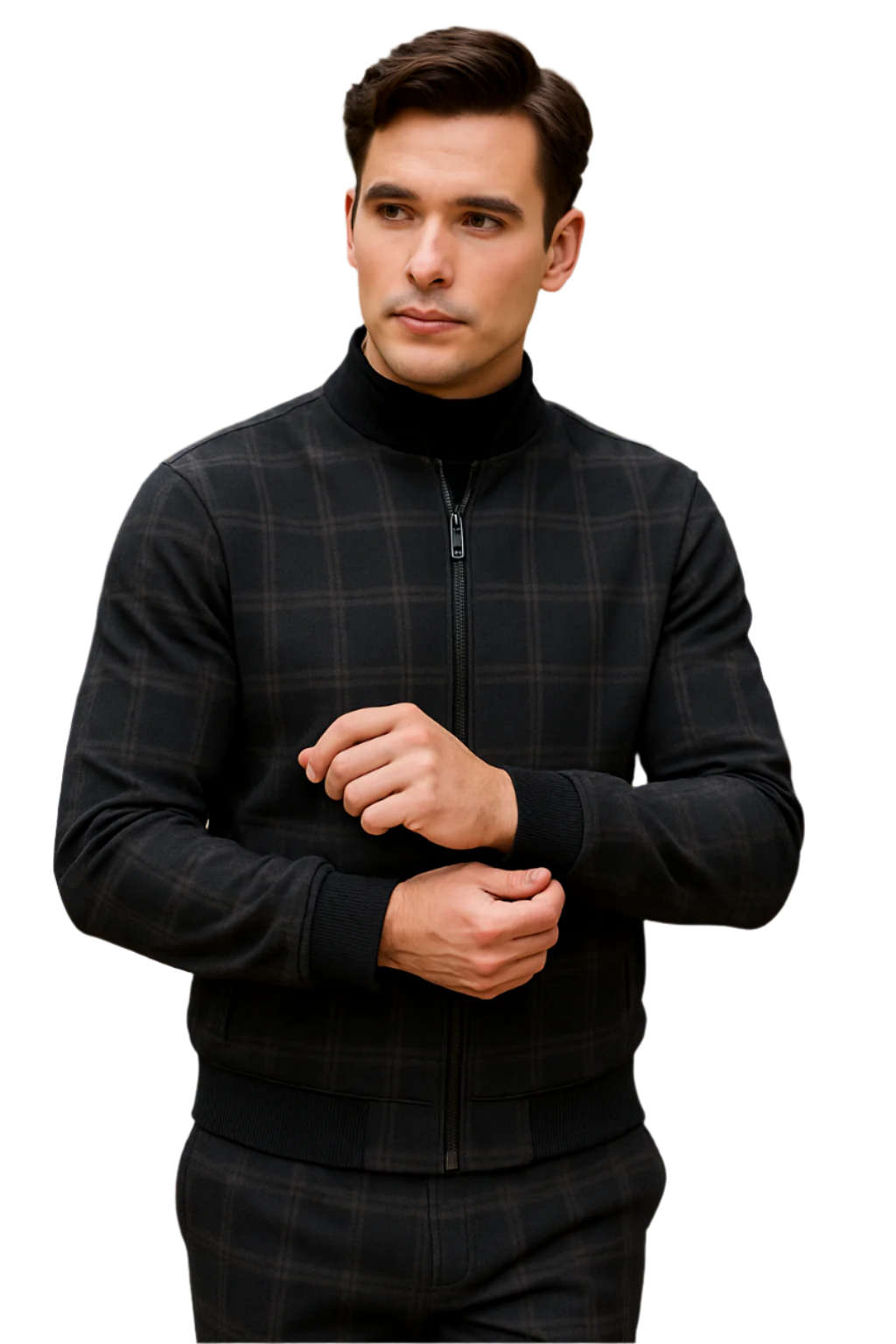 Men's Tazio Track Suit Set: Stylish Black Plaid Jacket & Pant
