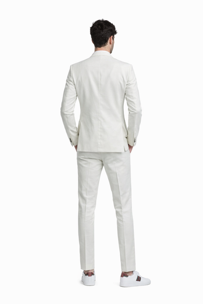 Men's Ivory Linen Suit for Summer Weddings