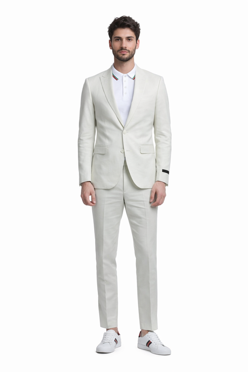 Men's Ivory Linen Suit for Summer Weddings