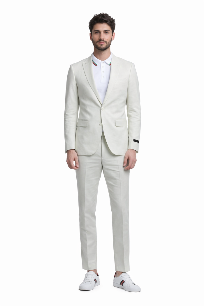 Men's Ivory Linen Suit for Summer Weddings