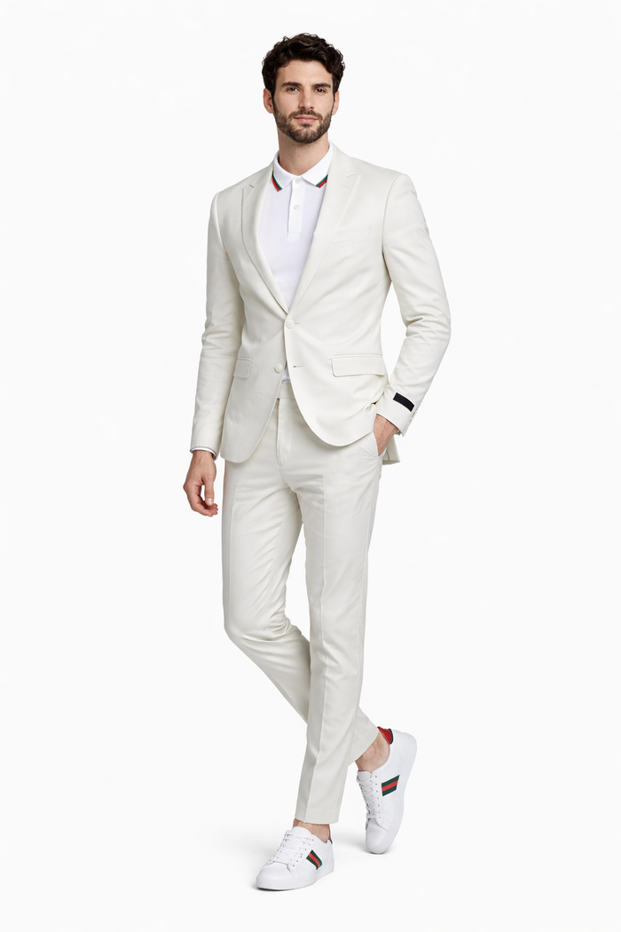Men's Ivory Linen Suit for Summer Weddings
