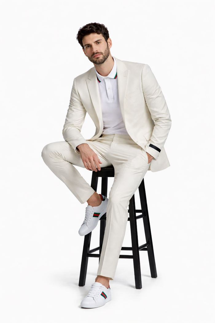 Men's Ivory Linen Suit for Summer Weddings