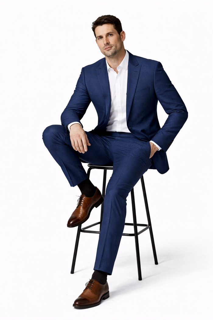 Men's Navy Linen Suit for Summer Weddings