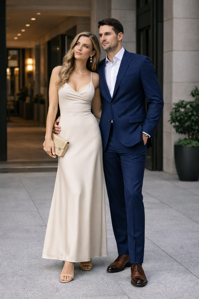 Men's Navy Linen Suit for Summer Weddings