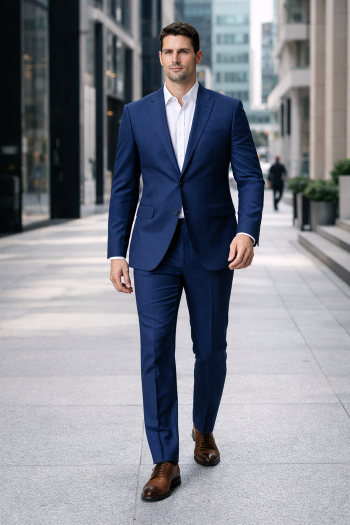 Men's Navy Linen Suit for Summer Weddings