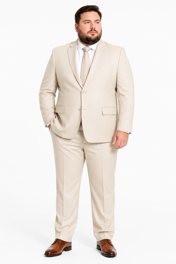 Vanderbilt Collection - Classic 2 Piece Suit 2 Buttons Regular Fit In Beige