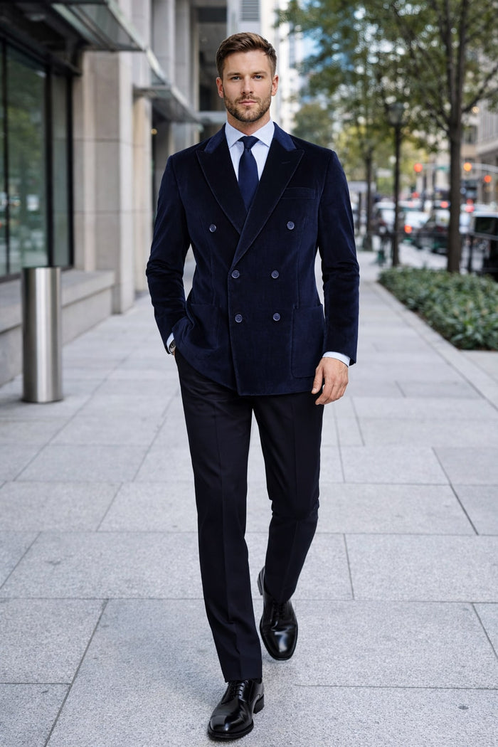 Men's Velvet Dark Navy Blue Blazer - Sport Coat For Men