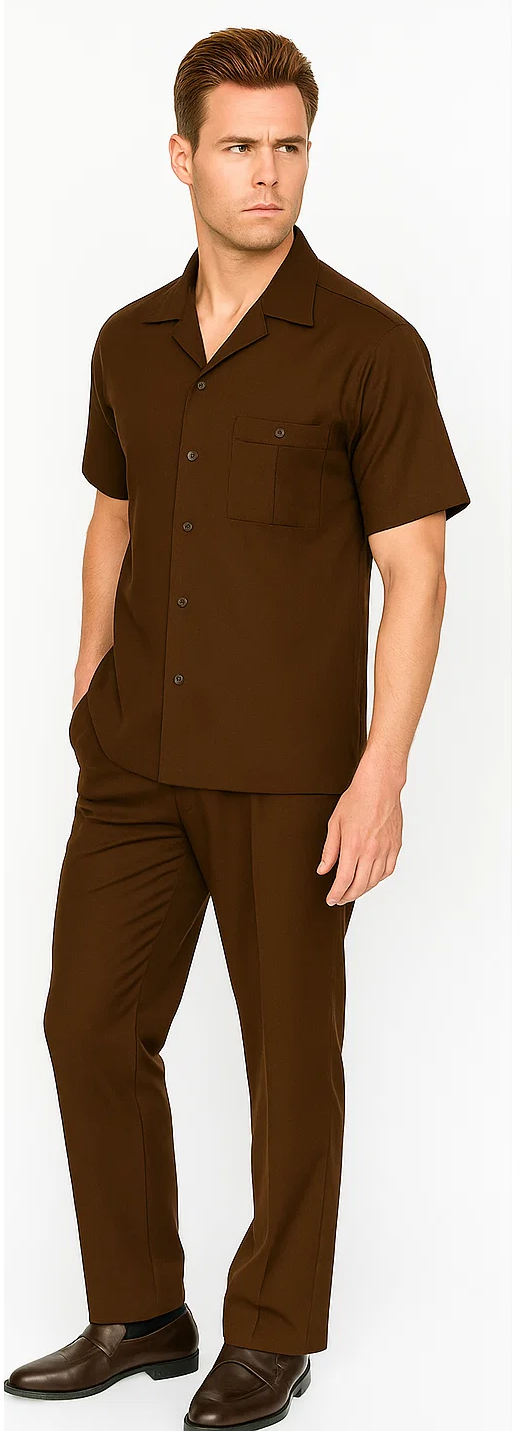 Mens Walking Suit in Color Burgundy Leisure Suit Casual Matching Shirt and Pants $99 by Zacchi
