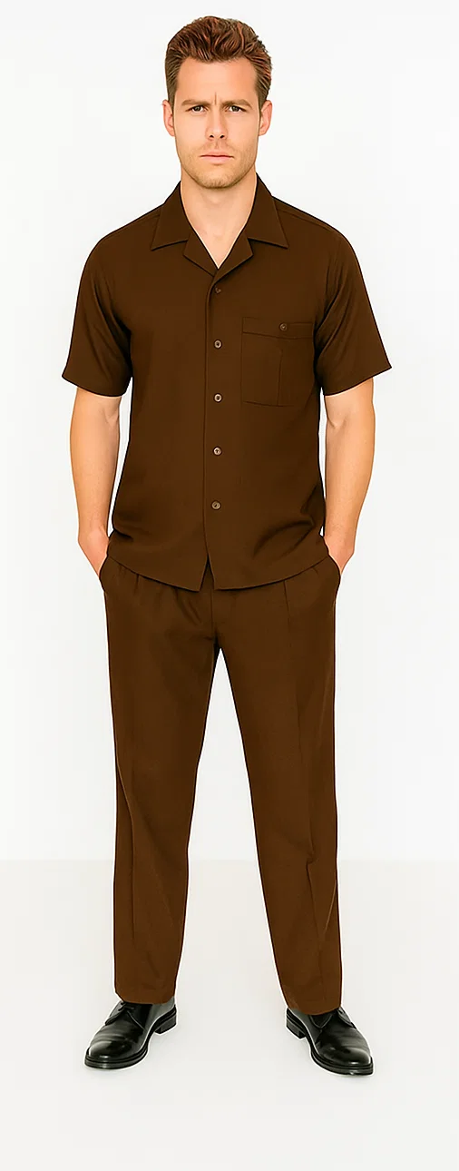 Mens Walking Suit in Color Burgundy Leisure Suit Casual Matching Shirt and Pants $99 by Zacchi
