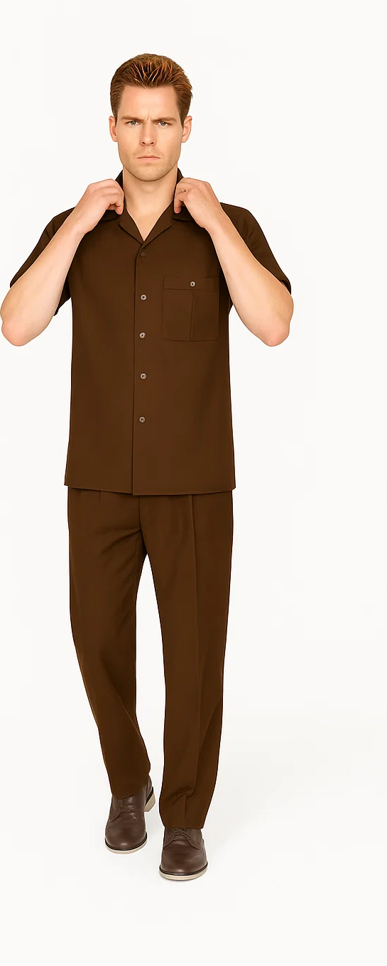 Mens Walking Suit in Color Burgundy Leisure Suit Casual Matching Shirt and Pants $99 by Zacchi