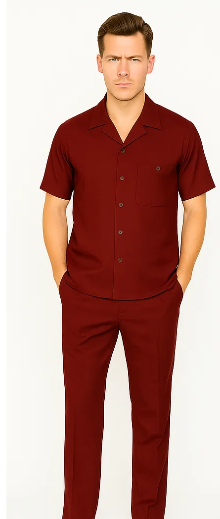 Mens Walking Suit in Color Caramel Leisure Suit Casual Matching Shirt and Pants $99 by Zacchi