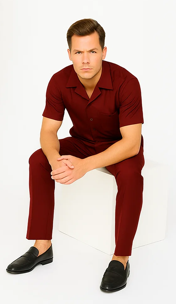 Mens Walking Suit in Color Caramel Leisure Suit Casual Matching Shirt and Pants $99 by Zacchi