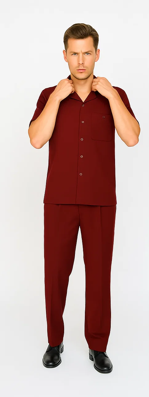 Mens Walking Suit in Color Caramel Leisure Suit Casual Matching Shirt and Pants $99 by Zacchi