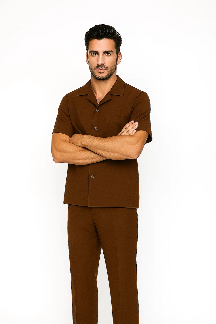 Mens Walking Suit in Color Cream Leisure Suit Casual Matching Shirt and Pants $99 by Zacchi