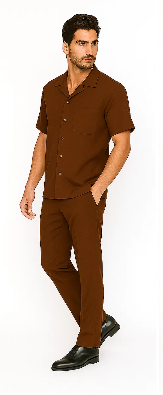 Mens Walking Suit in Color Cream Leisure Suit Casual Matching Shirt and Pants $99 by Zacchi