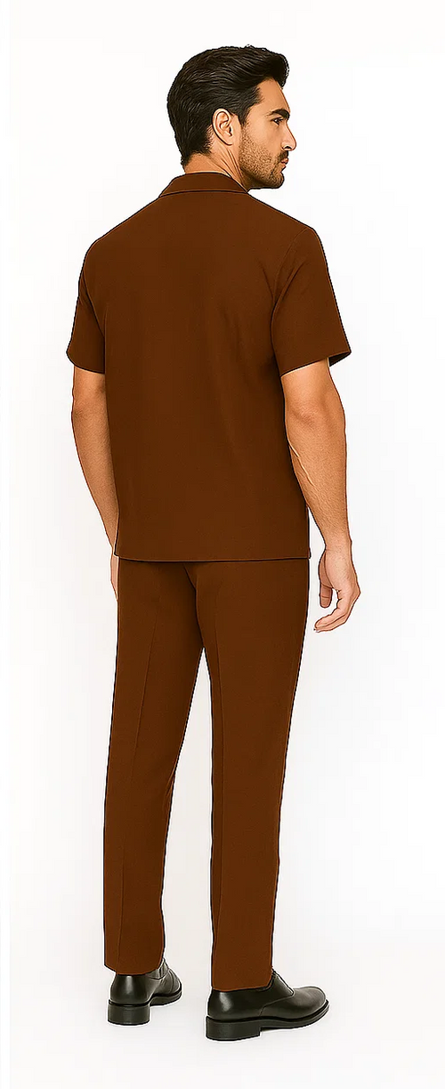 Mens Walking Suit in Color cognac leisure suit casual Matching Shirt and Pants $99