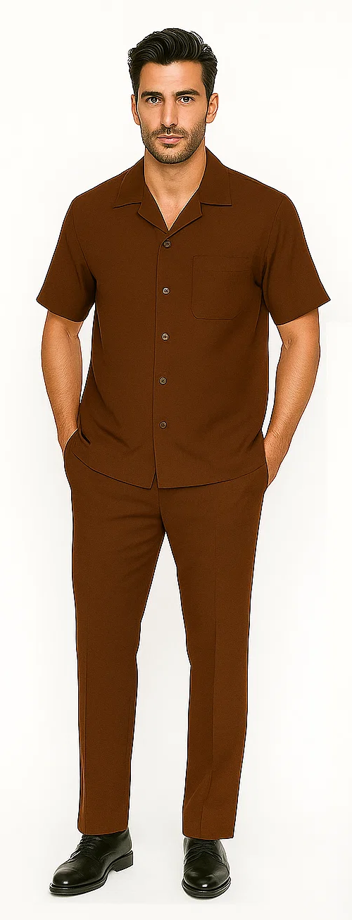 Mens Walking Suit in Color Cream Leisure Suit Casual Matching Shirt and Pants $99 by Zacchi