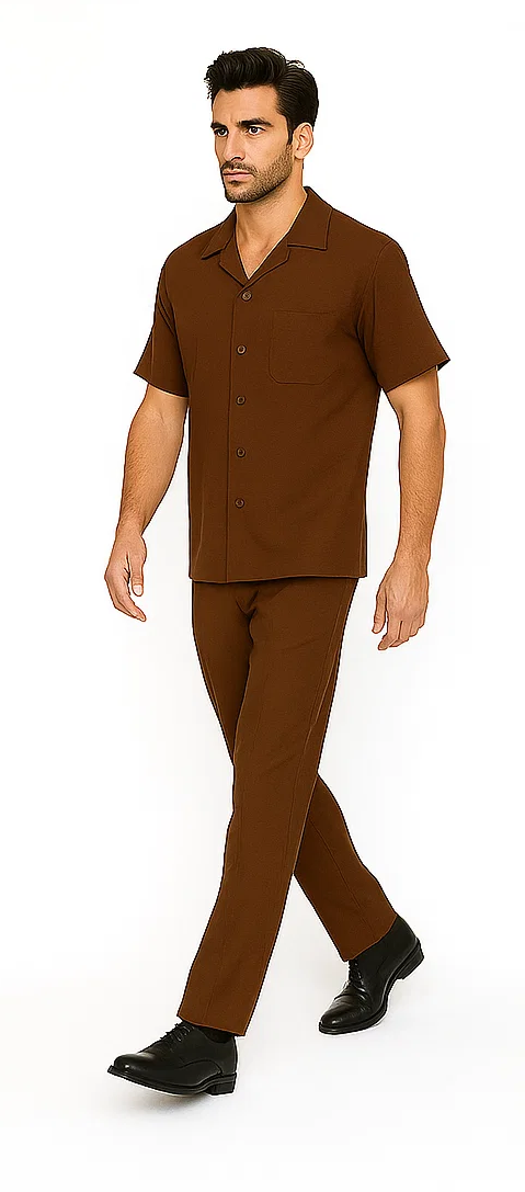 Mens Walking Suit in Color Cream Leisure Suit Casual Matching Shirt and Pants $99 by Zacchi