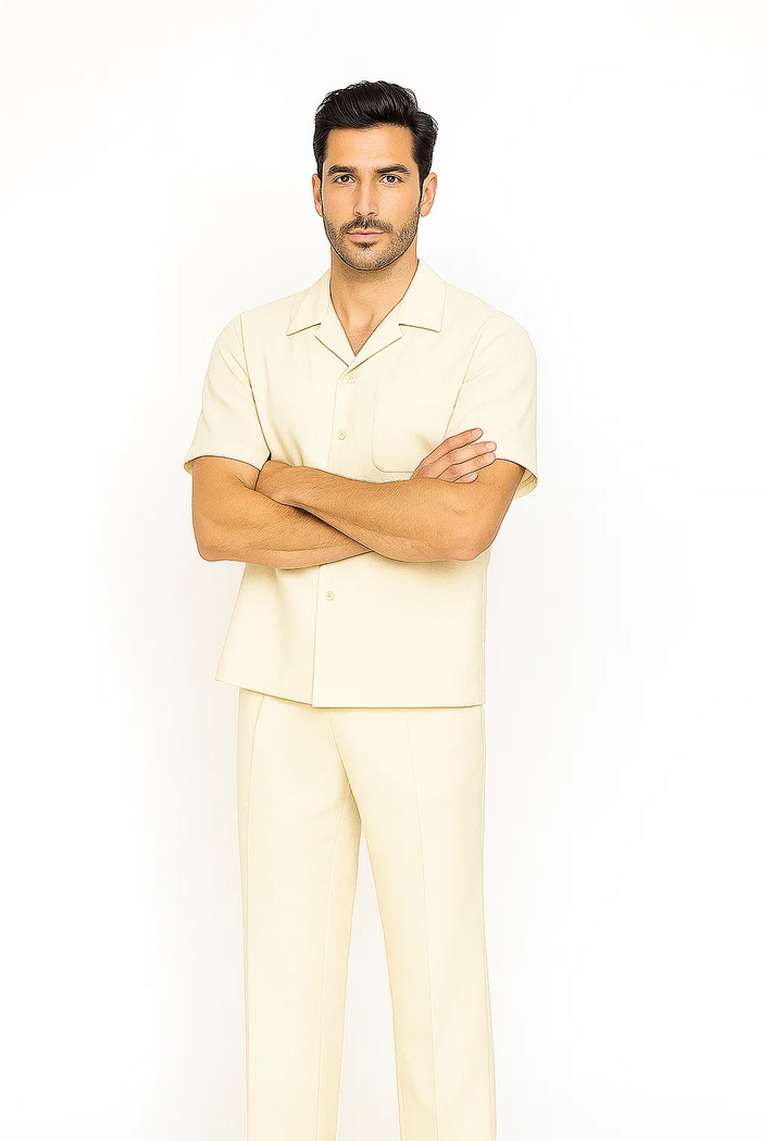 Mens Walking Suit in Color Hunter Green Leisure Suit Casual Matching Shirt and Pants $99 by zacchi