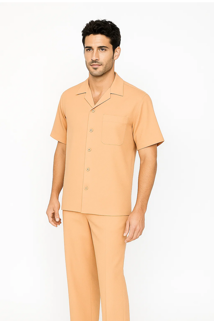 Mens Walking Suit in Color Mustard Leisure Suit Casual Matching Shirt and Pants $99 by Zacchi