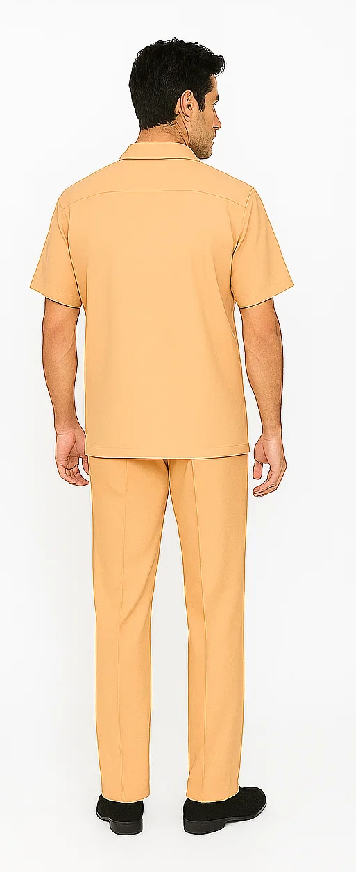 Mens Walking Suit in Color Mustard Leisure Suit Casual Matching Shirt and Pants $99 by Zacchi