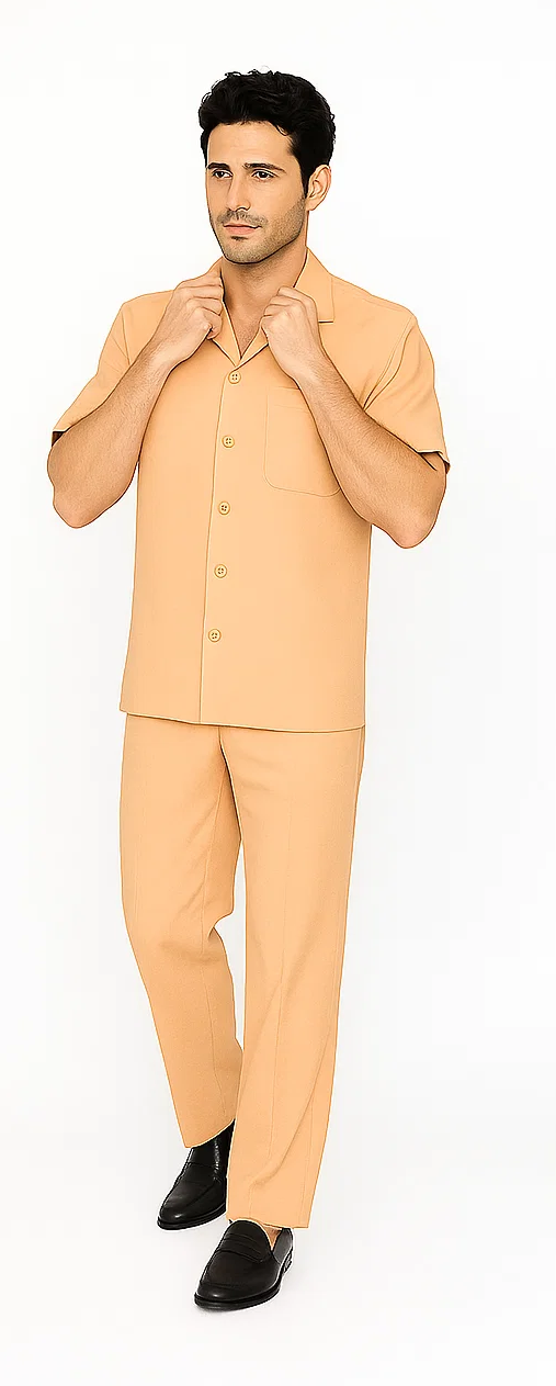 Mens Walking Suit in Color Mustard Leisure Suit Casual Matching Shirt and Pants $99 by Zacchi