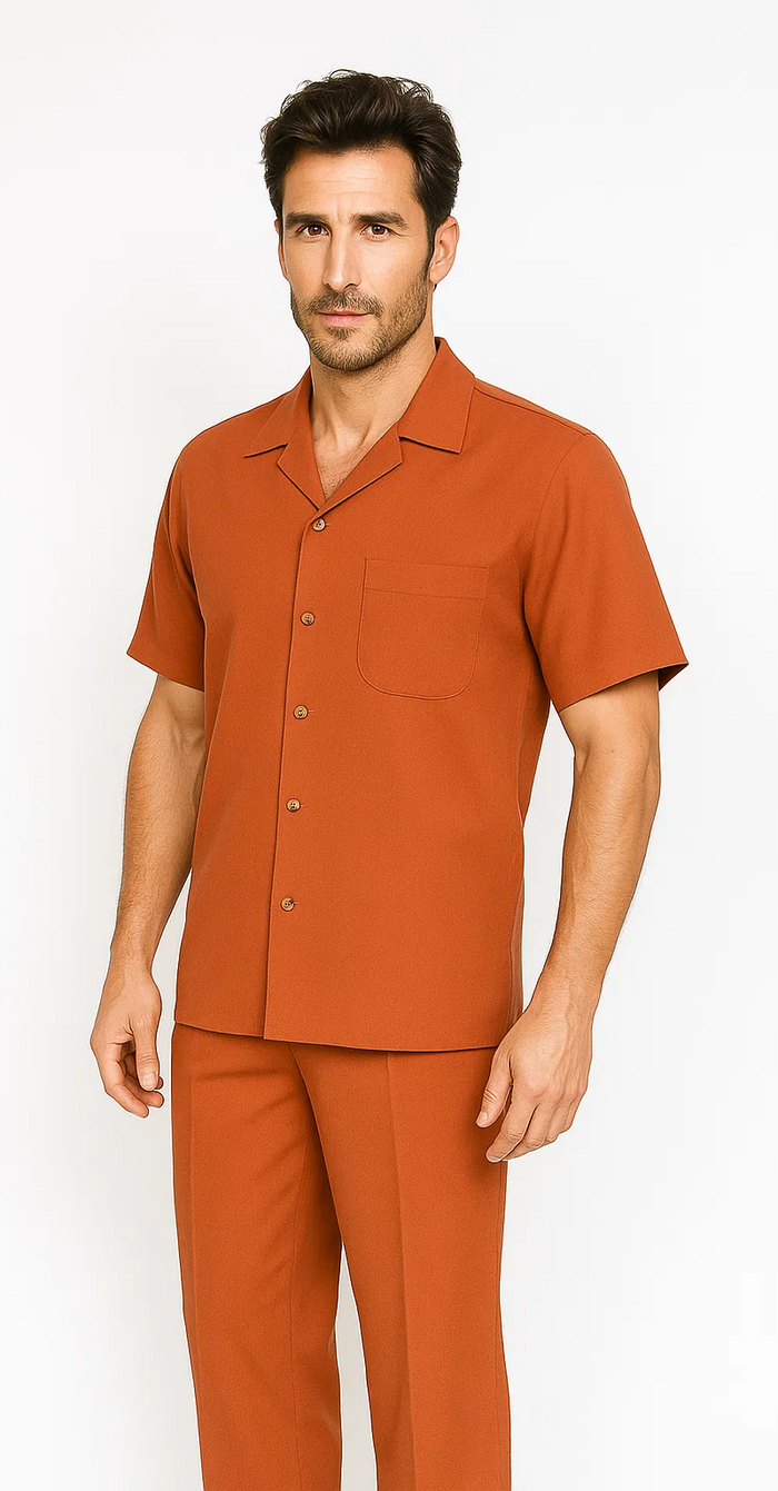 Mens Walking Suit in Color Safari Leisure Suit Casual Matching Shirt and Pants $99 by Zacchi